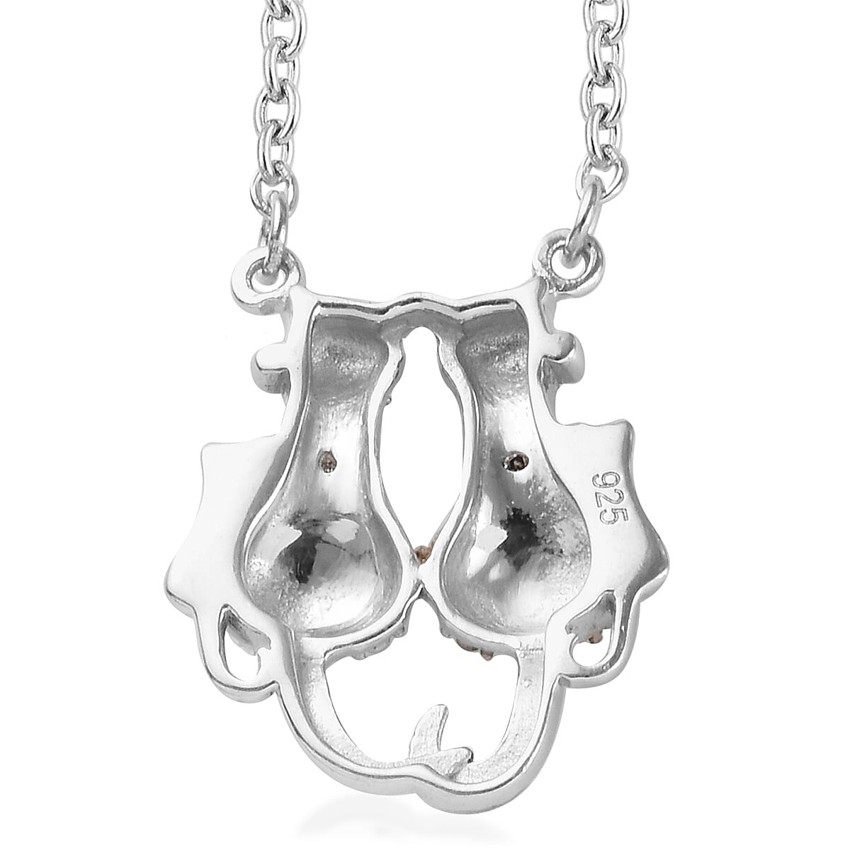 Black and White Diamond (Rnd) Cat Necklace (Size 18) in Platinum Overlay Sterling Silver with Black and Yellow Gold  Plating