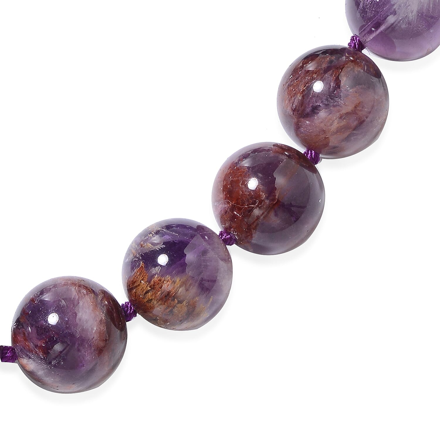 Tucson Special - Extremely Rare 100% Natural Cacoxenite (Rnd 13-15mm) Necklace (Size 20) in Sterling Silver with Magnetic lock 525.00 Ct.