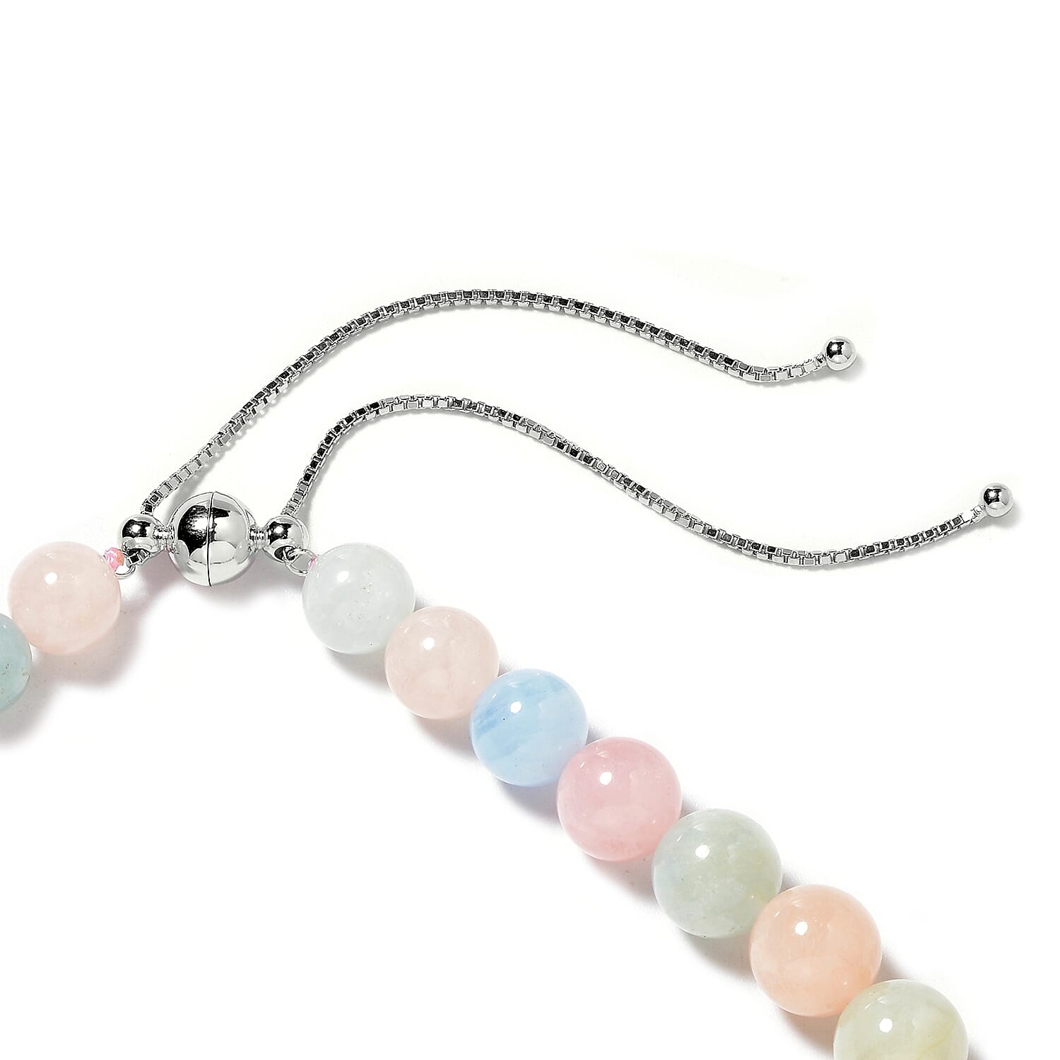 Extremely Rare Beryl Adjustable Necklace With Magnatic Clasp     (Size 18-22) in Rhodium Sterling Silver 422.1 Ct.