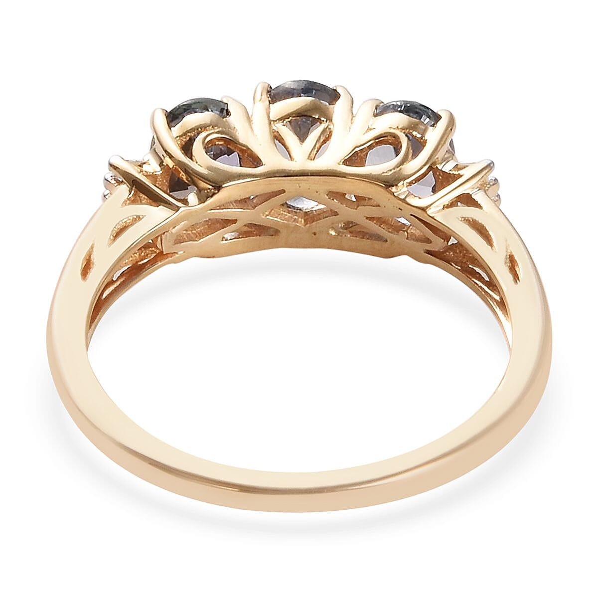 14K Yellow Gold Peacock Tanzanite (Ovl), Diamond Ring 1.55 Ct.