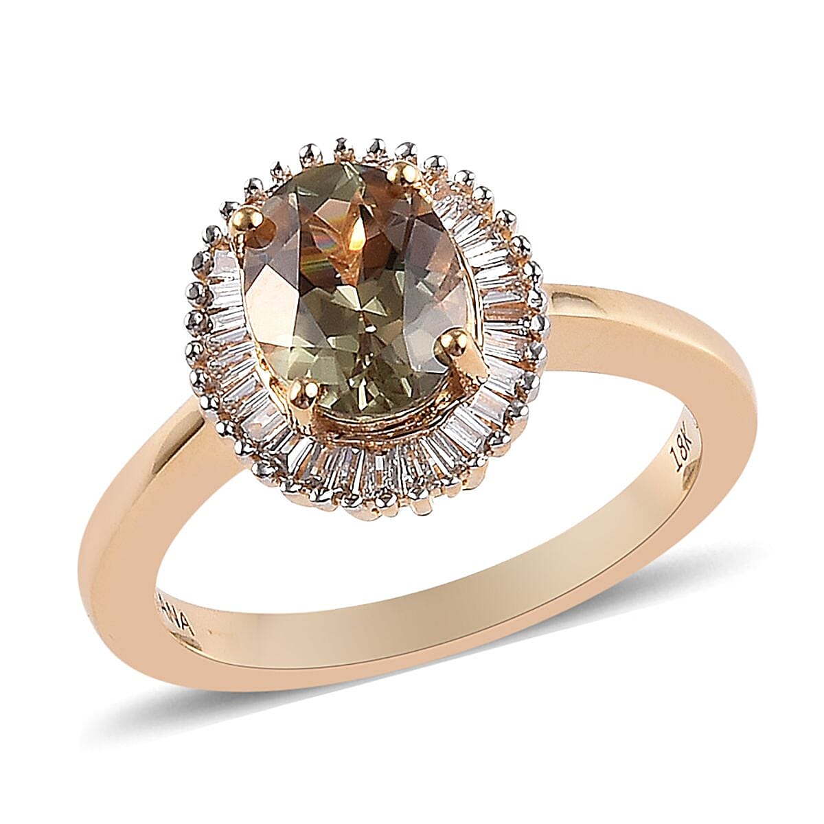 ILIANA 18K Y Gold 100% Natural AAA Turkizite (Ovl 8x6mm) and Diamond (SI-G-H) Ring 1.33 Ct., Gold wt 4.50 Gms.