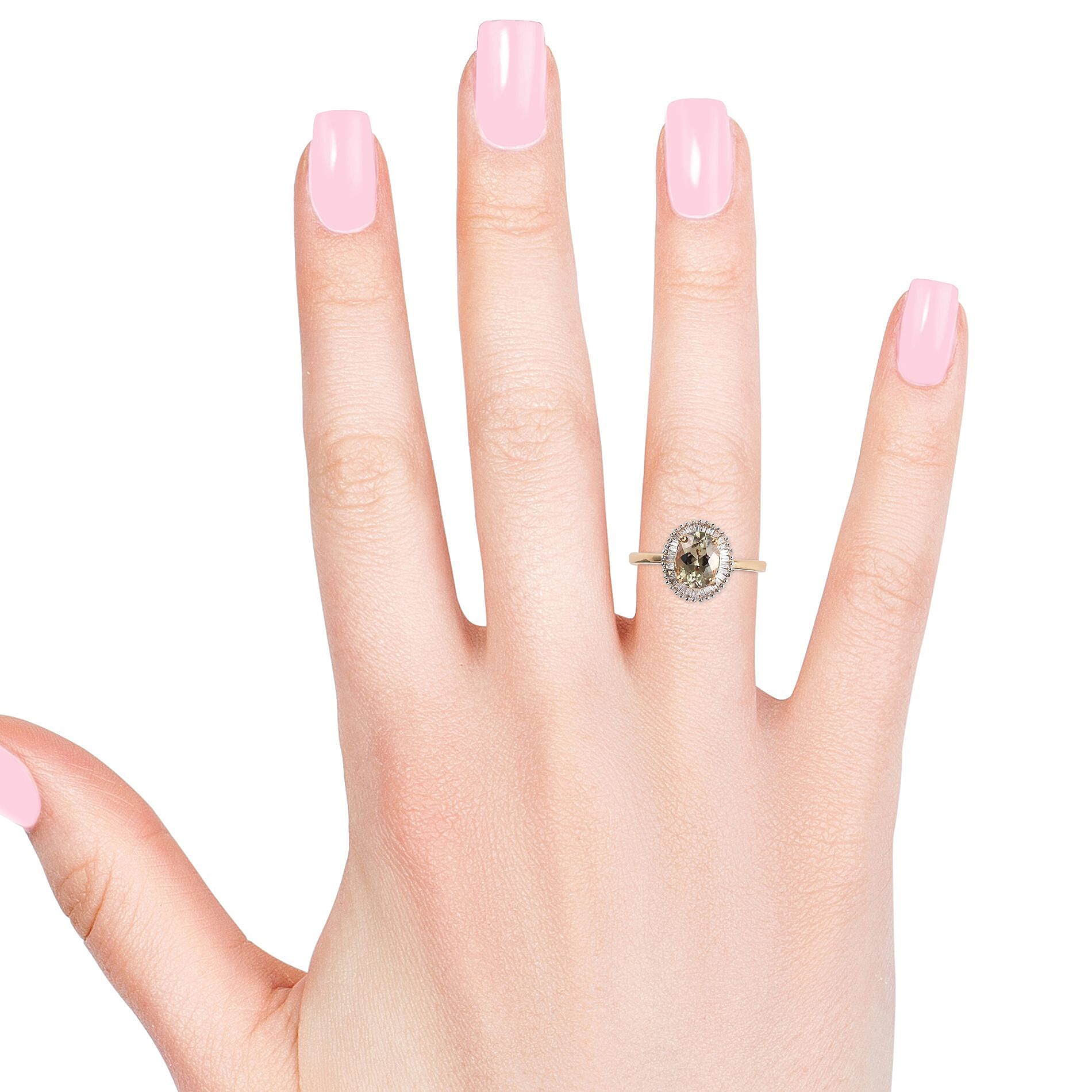 ILIANA 18K Y Gold 100% Natural AAA Turkizite (Ovl 8x6mm) and Diamond (SI-G-H) Ring 1.33 Ct., Gold wt 4.50 Gms.