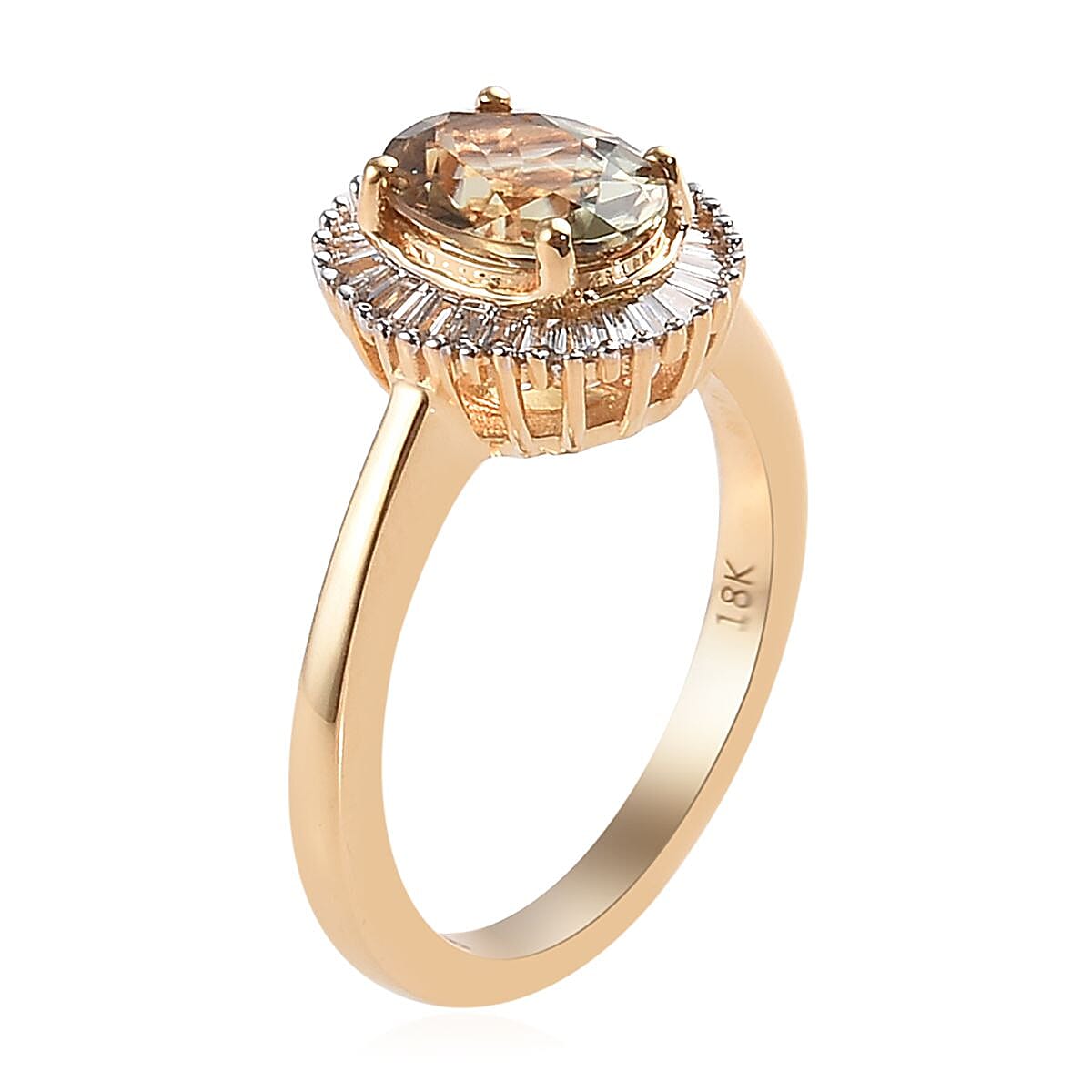 ILIANA 18K Y Gold 100% Natural AAA Turkizite (Ovl 8x6mm) and Diamond (SI-G-H) Ring 1.33 Ct., Gold wt 4.50 Gms.