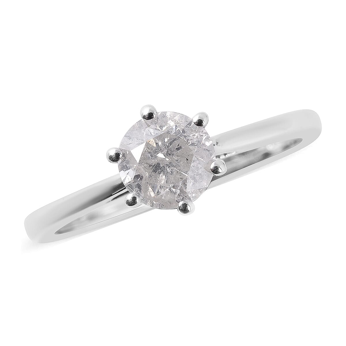 9K White Gold SGL CERTIFIED Diamond (I3-G-H) Solitaire Ring 1.00 Ct.