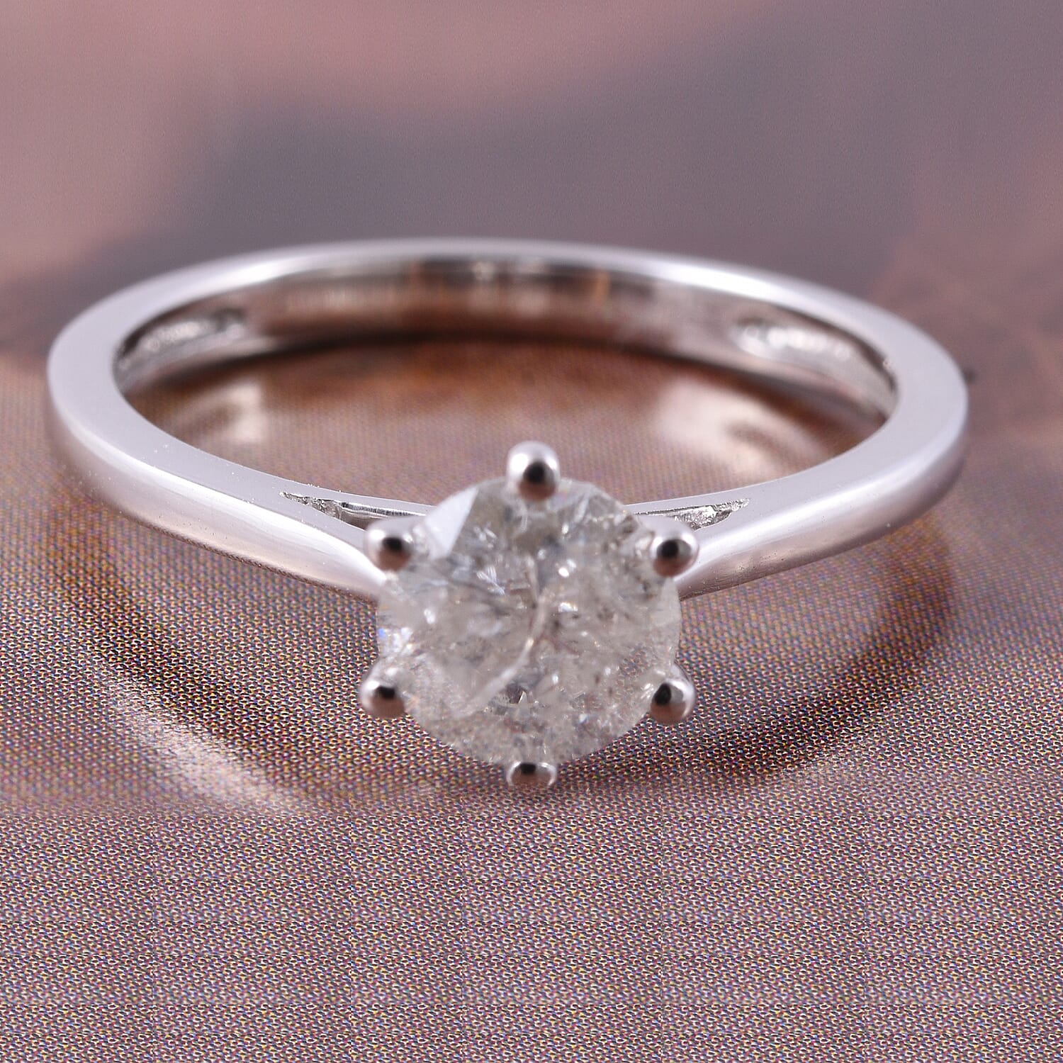 9K White Gold SGL CERTIFIED Diamond (I3-G-H) Solitaire Ring 1.00 Ct.