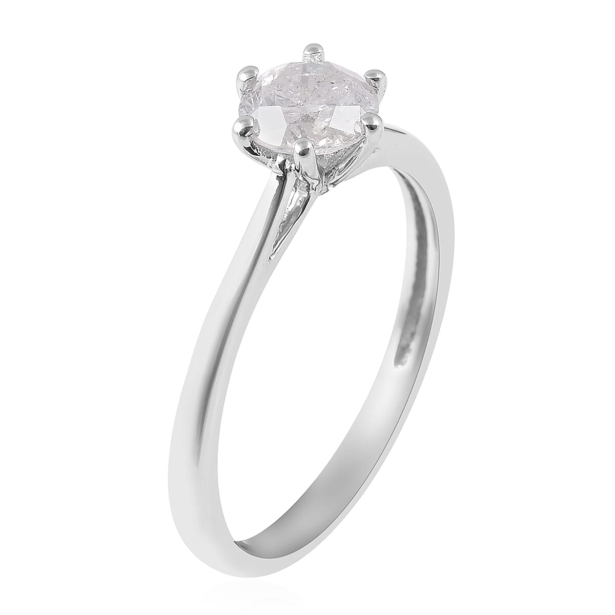 9K White Gold SGL CERTIFIED Diamond (I3-G-H) Solitaire Ring 1.00 Ct.