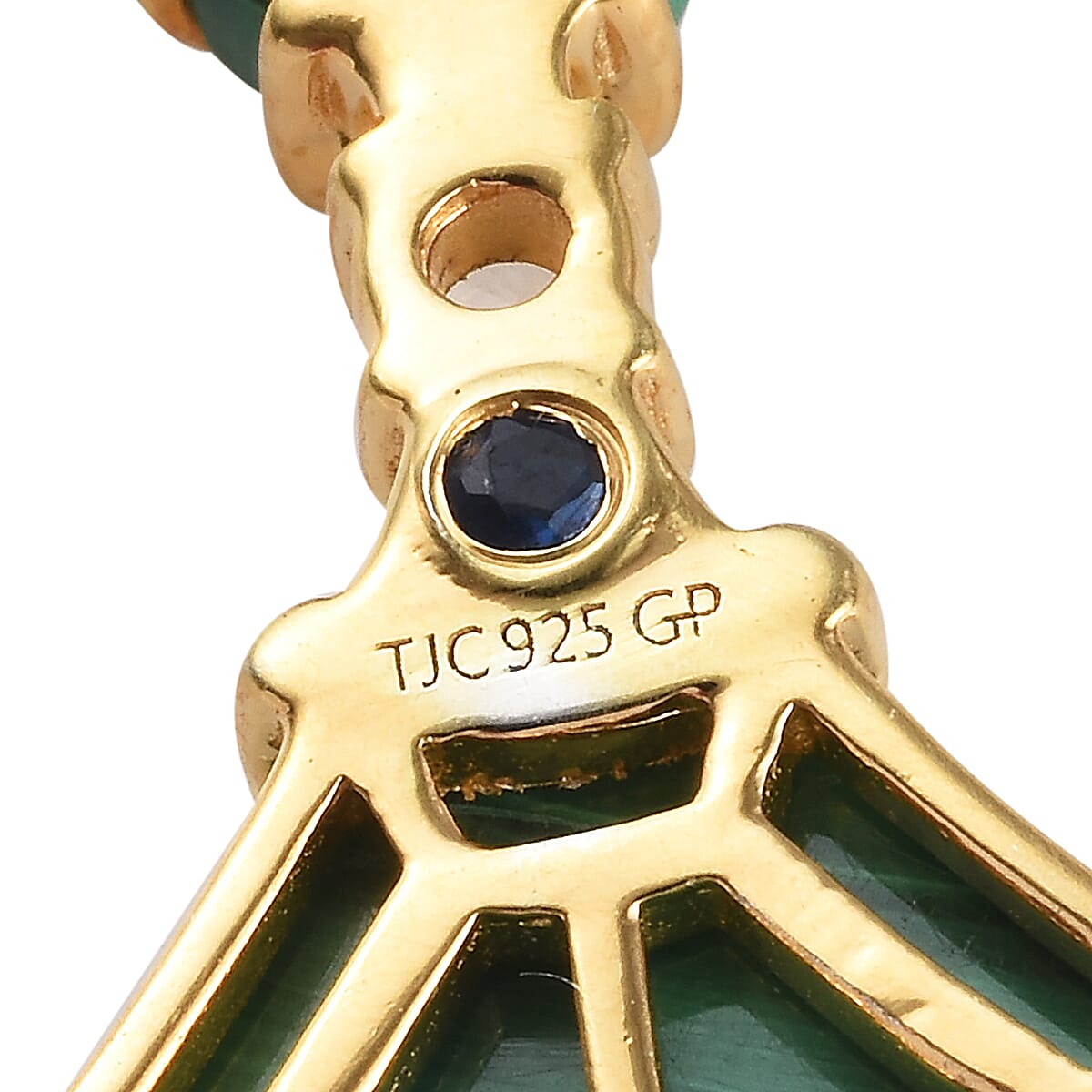 GP - Malachite, Natural Cambodian Zircon and Blue Sapphire Necklace (Size 18) in 14K Gold Overlay Sterling Silver 5.51 Ct.