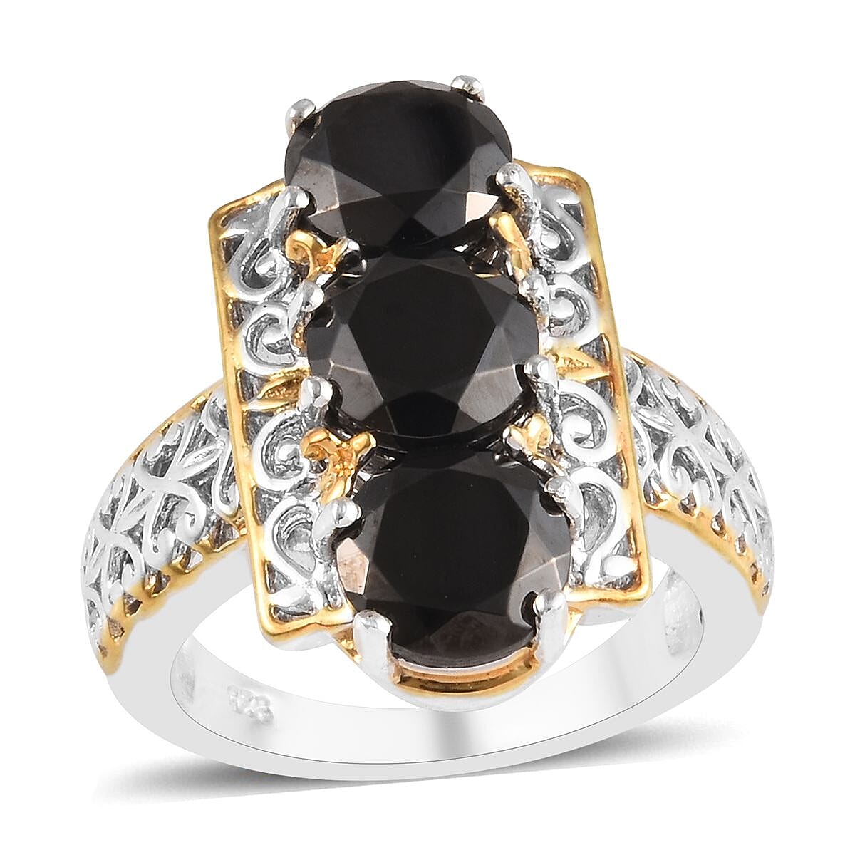 Elite Shungite (Rnd) Ring in Platinum and Yellow Gold Overlay Sterling Silver 2.00 Ct.
