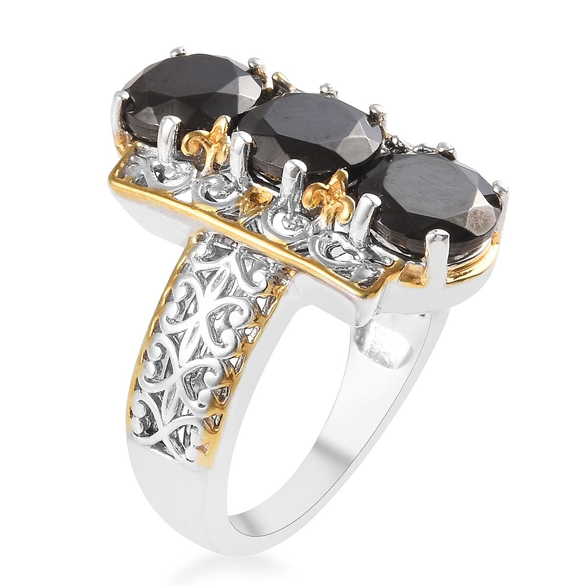 Elite Shungite (Rnd) Ring in Platinum and Yellow Gold Overlay Sterling Silver 2.00 Ct.