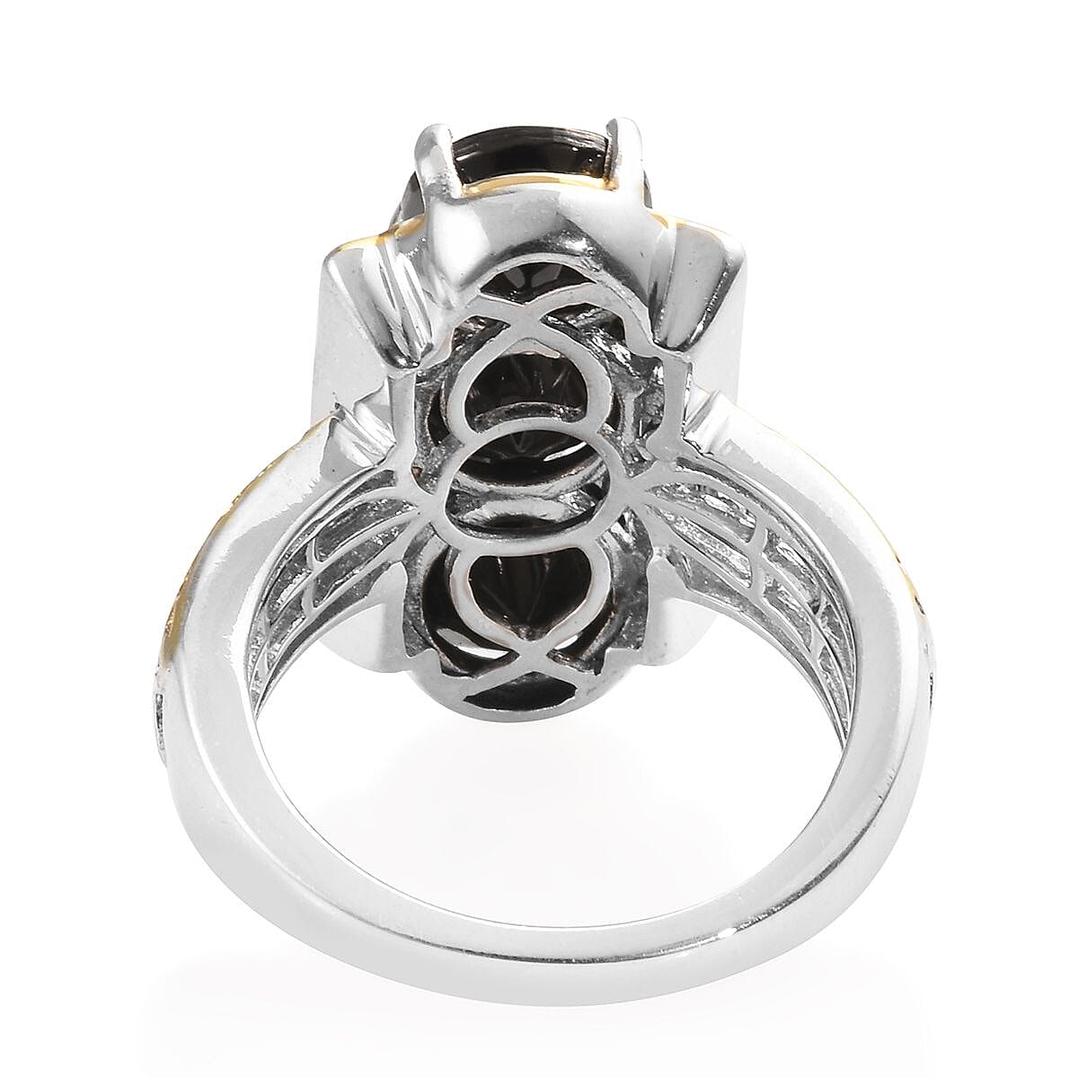 Elite Shungite (Rnd) Ring in Platinum and Yellow Gold Overlay Sterling Silver 2.00 Ct.