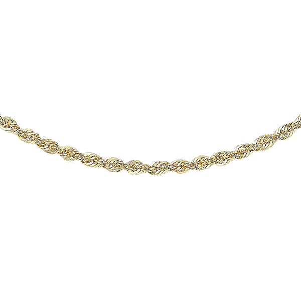Diamond Cut Sparkle Rope Chain Necklace in 9K Yellow Gold 18 Inch