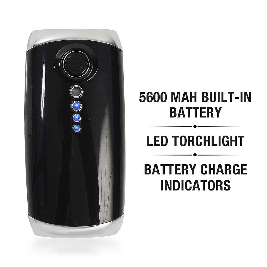 5600mAh Portable Power Bank with LED Torch - Black