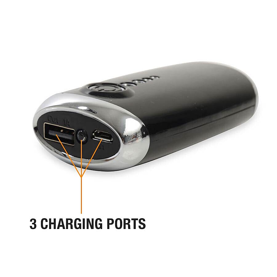 5600mAh Portable Power Bank with LED Torch - Black