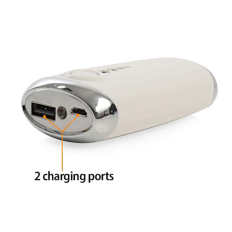 5600mAh Portable Power Bank with LED Torch - White