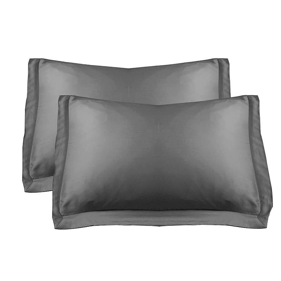 Set of 2 - 100% Bamboo Oxford Pillow Cases (Size 50x75cm) - Dark Grey