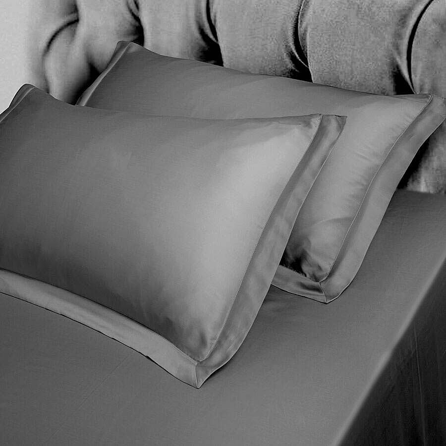 Set of 2 - 100% Bamboo Oxford Pillow Cases (Size 50x75cm) - Dark Grey