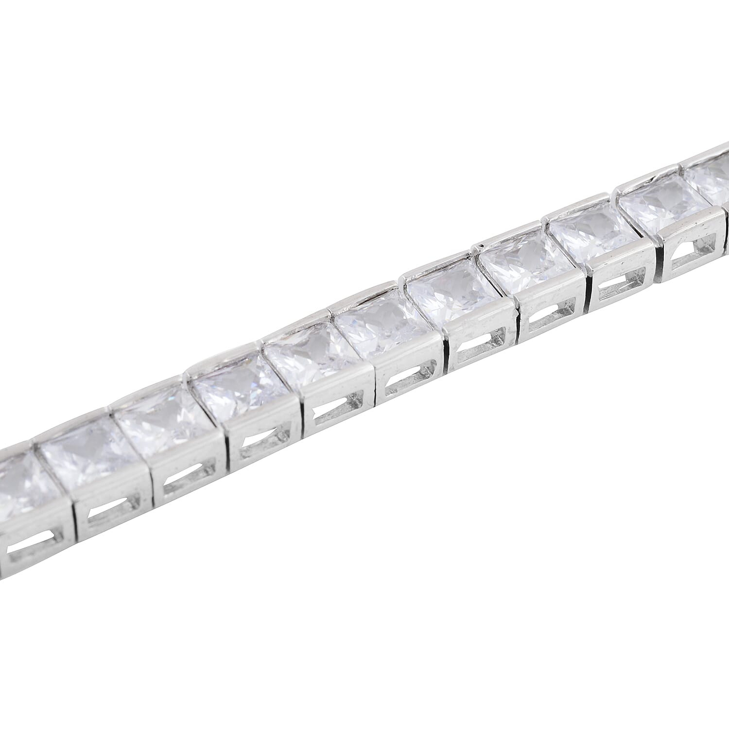 Simulated Diamond (Princess Cut) Tennis Bracelet (Size 7.5) in Silver Plated