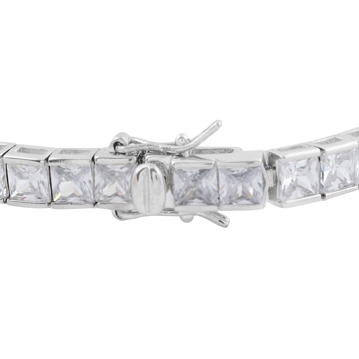 Simulated Diamond (Princess Cut) Tennis Bracelet (Size 7.5) in Silver Plated
