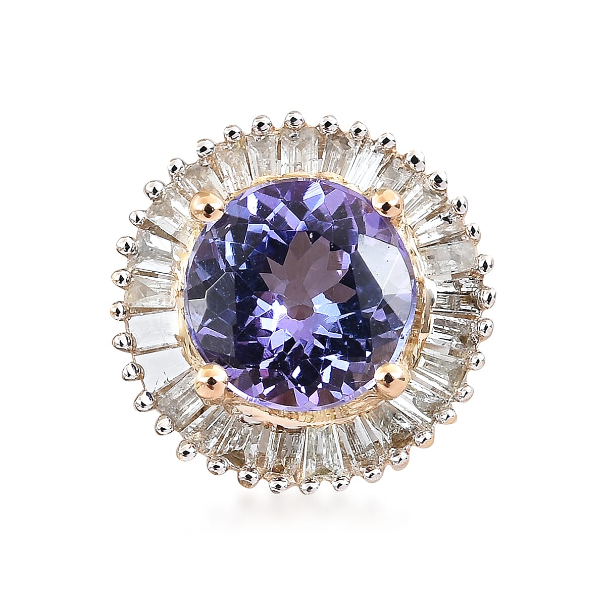 9K Yellow Gold Tanzanite (Rnd), Diamond Pendant 1.00 Ct.