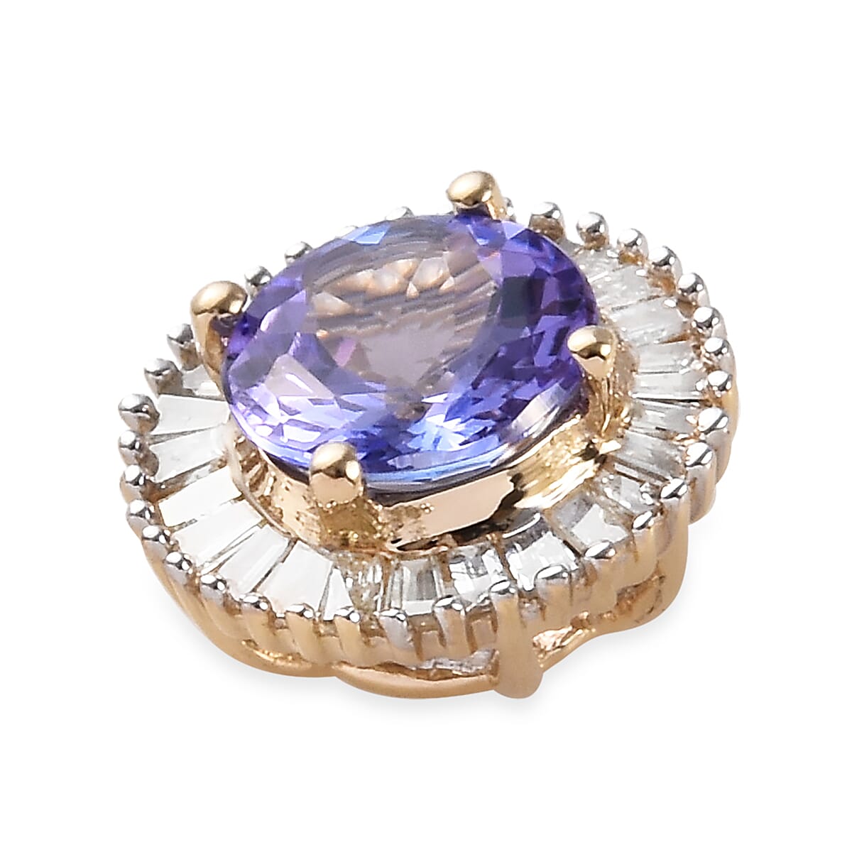 9K Yellow Gold Tanzanite (Rnd), Diamond Pendant 1.00 Ct.