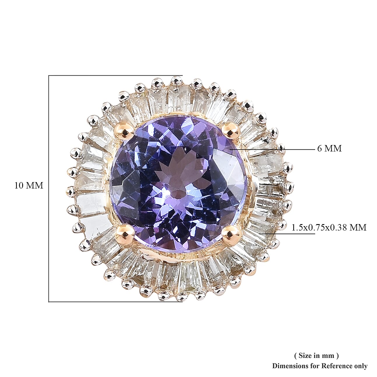 9K Yellow Gold Tanzanite (Rnd), Diamond Pendant 1.00 Ct.