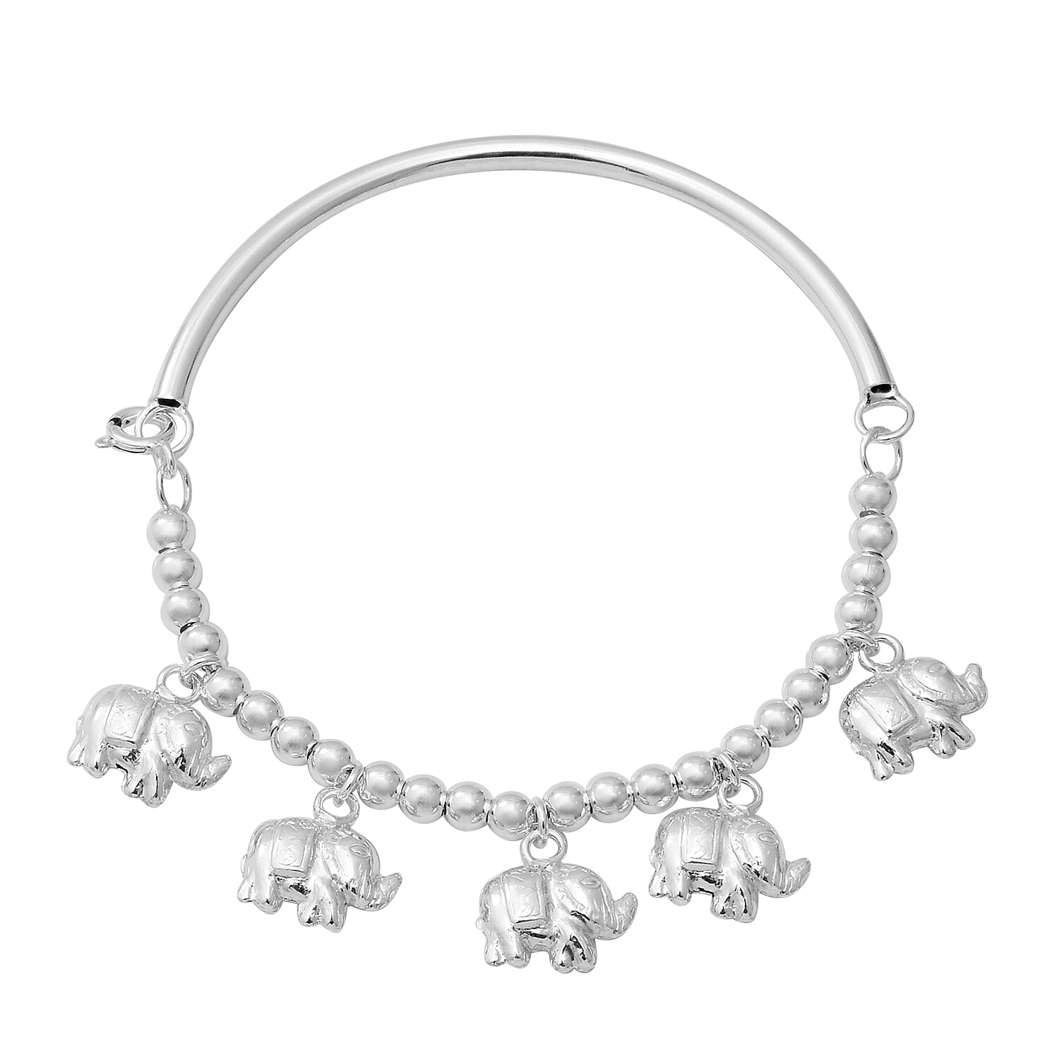 One Time Close Out Deal- Sterling Silver Bracelet (Size 7.5) with Elephant Charm, Silver wt 12.09 Gms