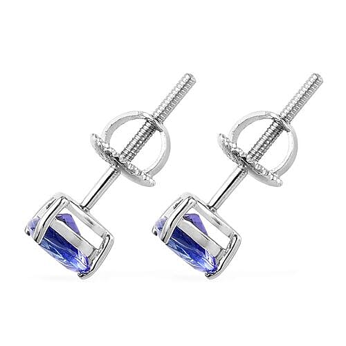 RHAPSODY 950 Platinum AAAA Tanzanite (Trl) Stud Earrings (with Screw Back) 1.15 Ct.