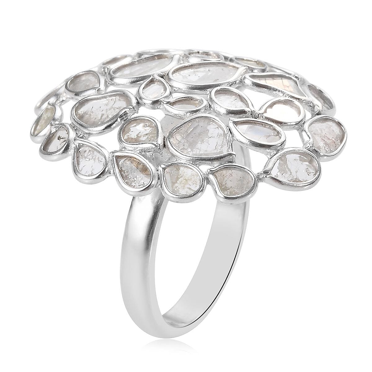 Artisan Crafted Polki Diamond Ring in Platinum Overlay Sterling Silver 2.00  Ct.