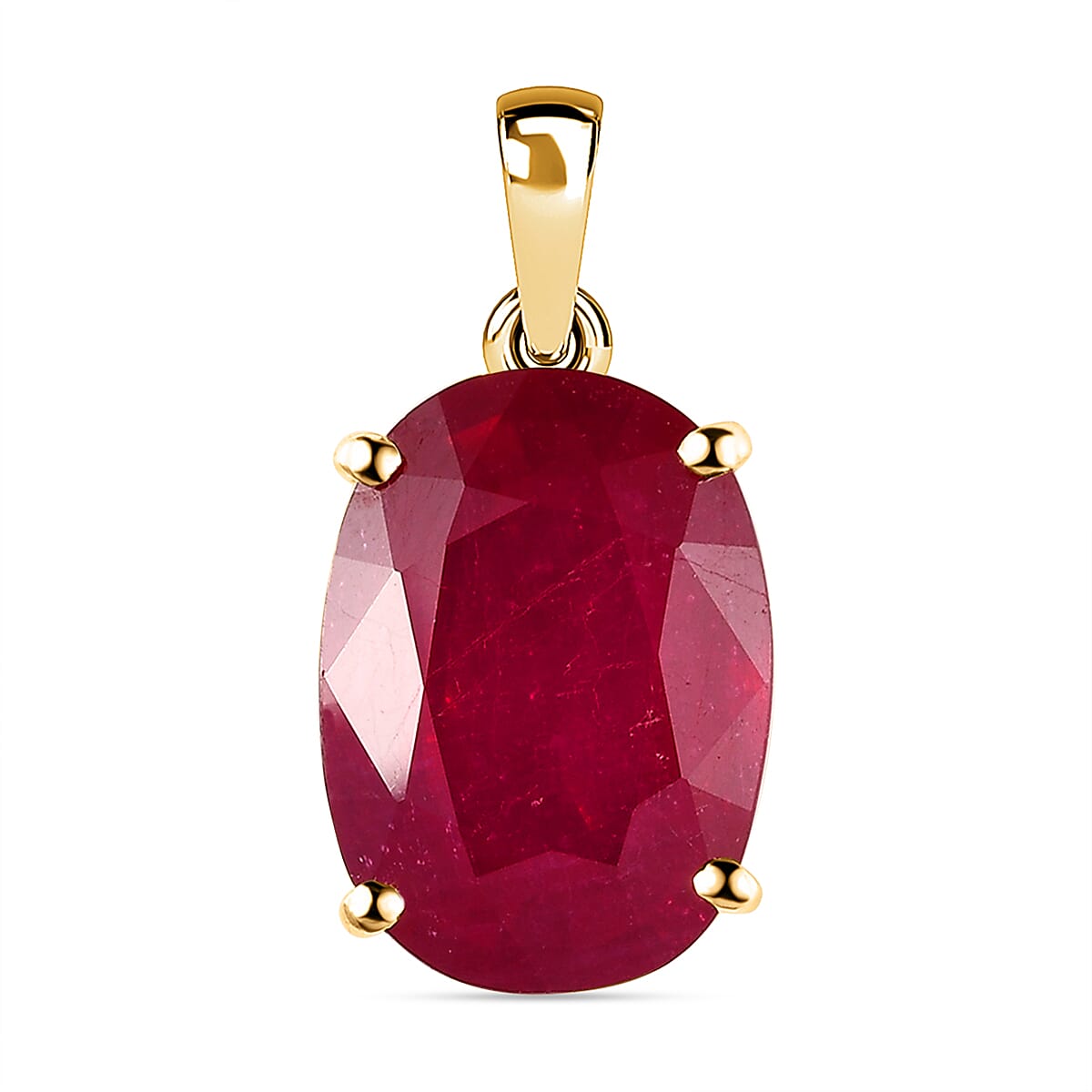 9K Yellow Gold AA  African Ruby (FF) (Ovl 14x10mm) Pendant 9.420 Ct.