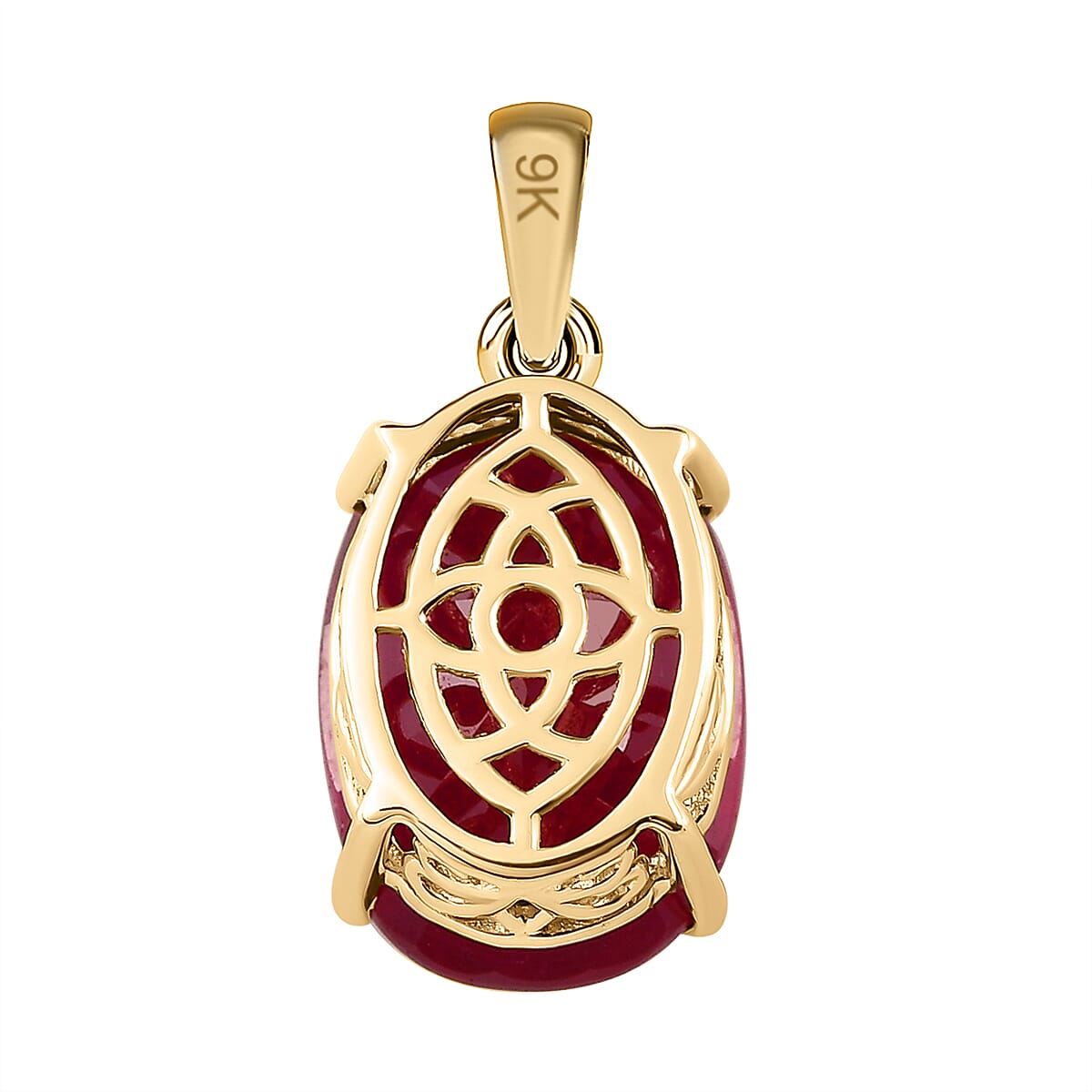9K Yellow Gold AA  African Ruby (FF) (Ovl 14x10mm) Pendant 9.420 Ct.