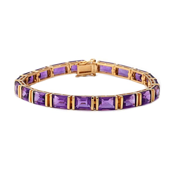 28.80 Ct Amethyst Tennis Bracelet in Yellow Gold Plated Sterling Silver
