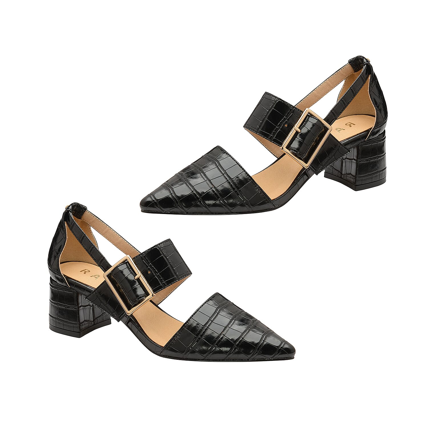 Ravel Black Croc-Print Mayfield Leather Shoes (Size 3)