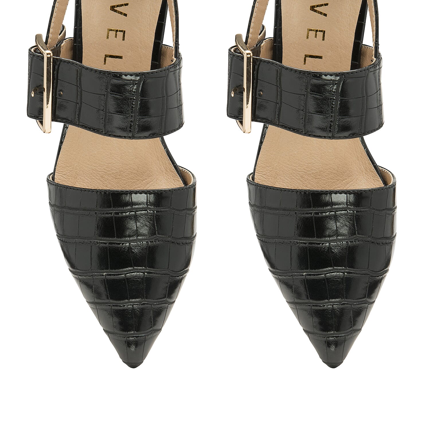 Ravel Black Croc-Print Mayfield Leather Shoes (Size 3)