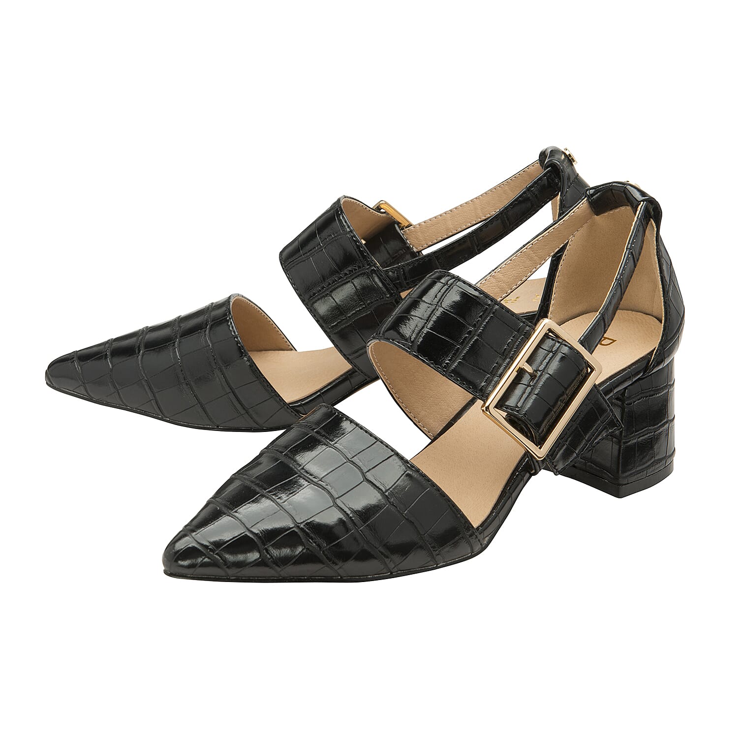 Ravel Black Croc-Print Mayfield Leather Shoes (Size 3)