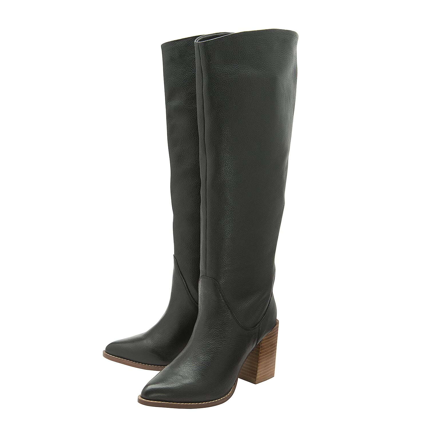 Ravel Black Lumsden Leather Heeled Knee-High Boots (Size 3)