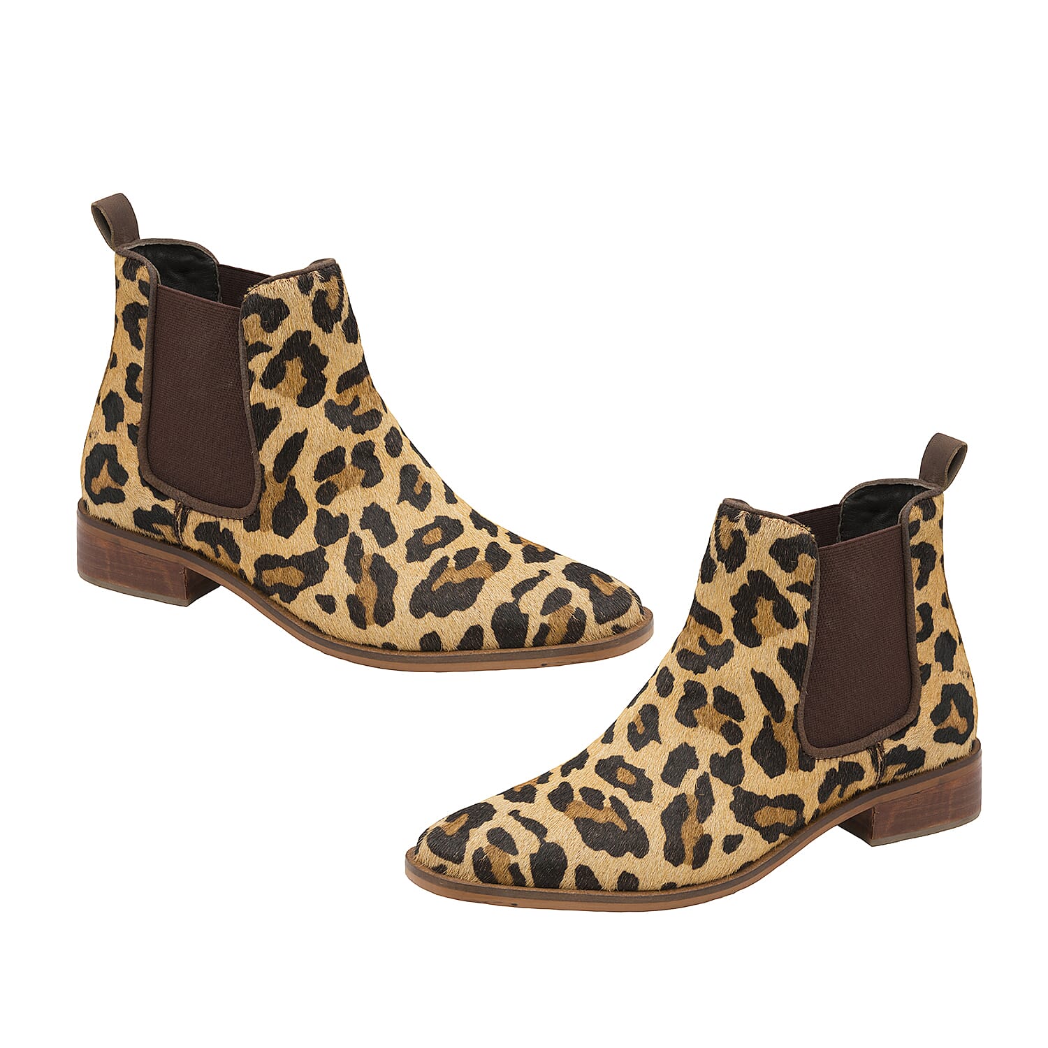 Ravel Leopard Print Gisborne Leather Slip-On Ankle Boots (Size 4)