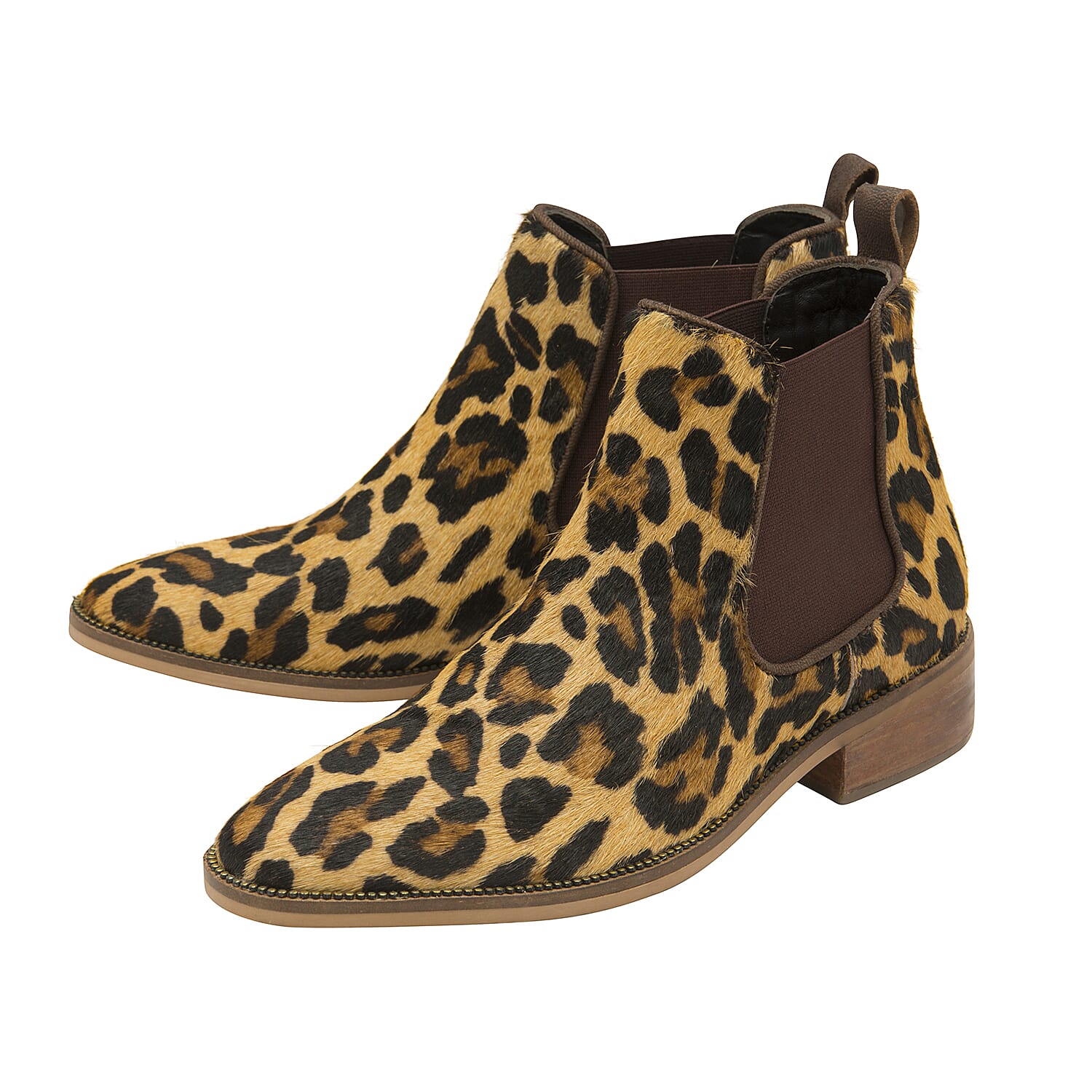Ravel Leopard Print Gisborne Leather Slip-On Ankle Boots (Size 4)