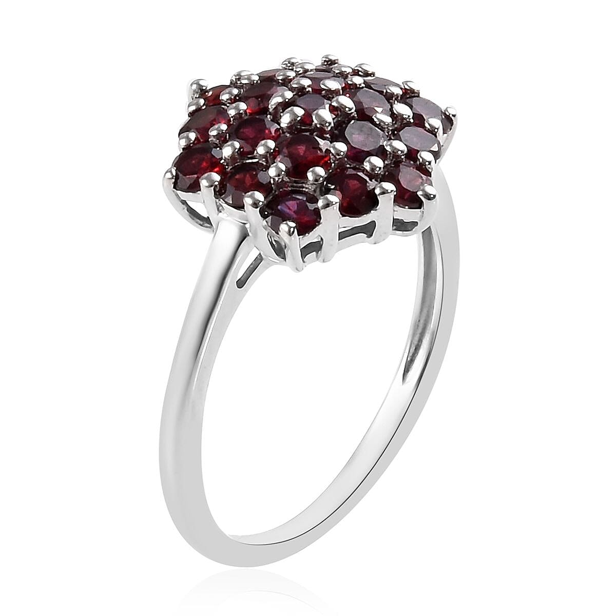 One Time Deal- Arizona Anthill Garnet (Rnd) Cluster Ring in Platinum Overlay Sterling Silver 1.50 Ct.