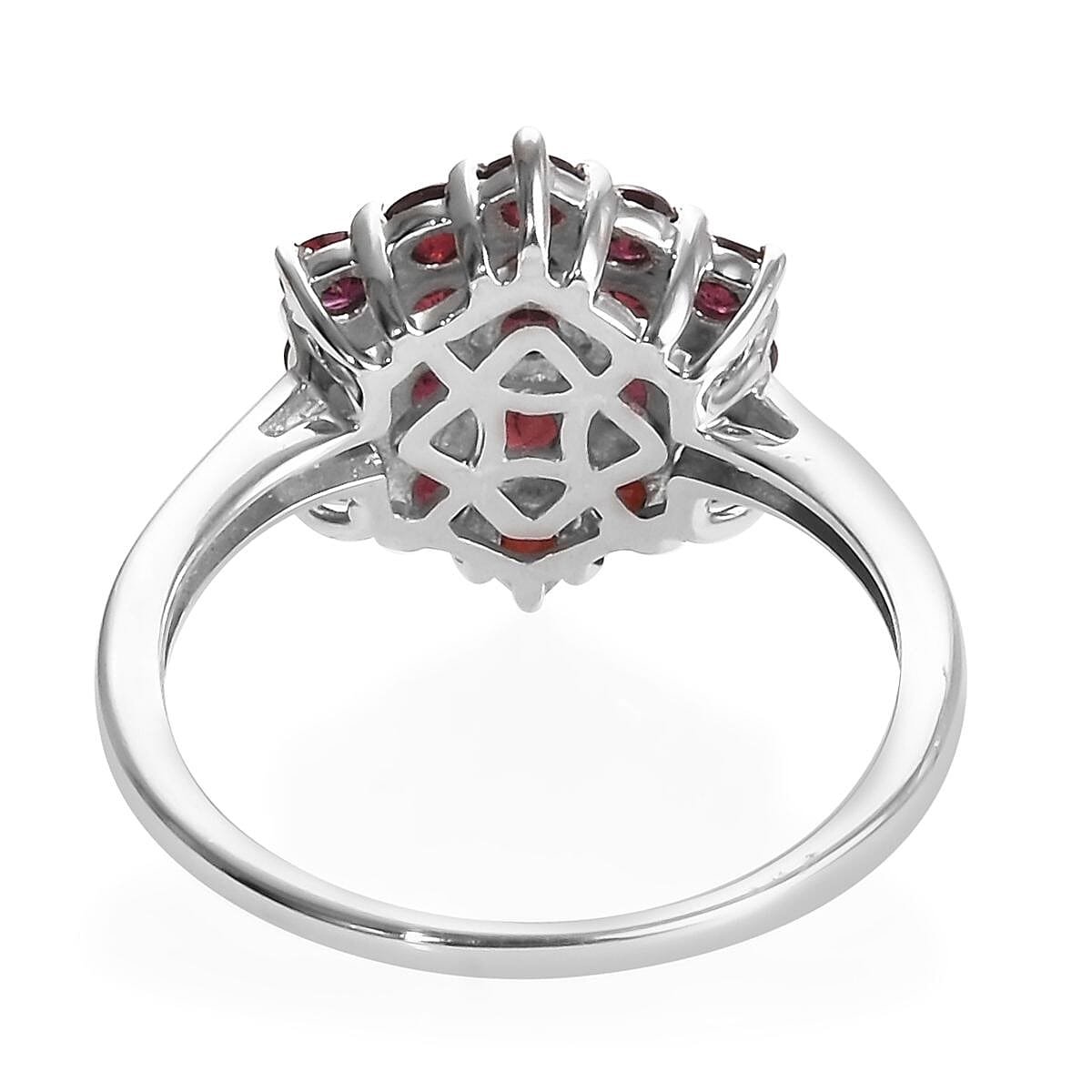 One Time Deal- Arizona Anthill Garnet (Rnd) Cluster Ring in Platinum Overlay Sterling Silver 1.50 Ct.