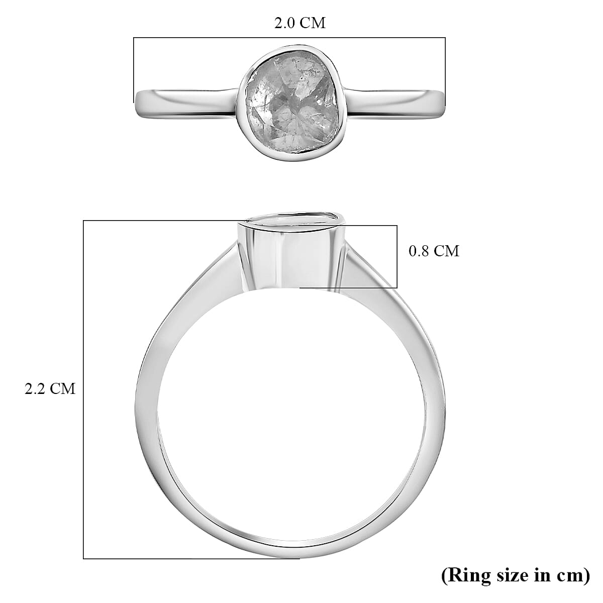 Royal Bali Collection - Polki Diamond Solitaire Ring in Platinum Overlay Sterling Silver