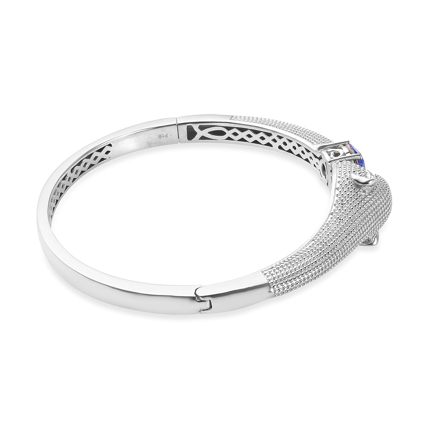 J Francis Sapphire Colour Crystal (Rnd) Bangle (Size 7.5)