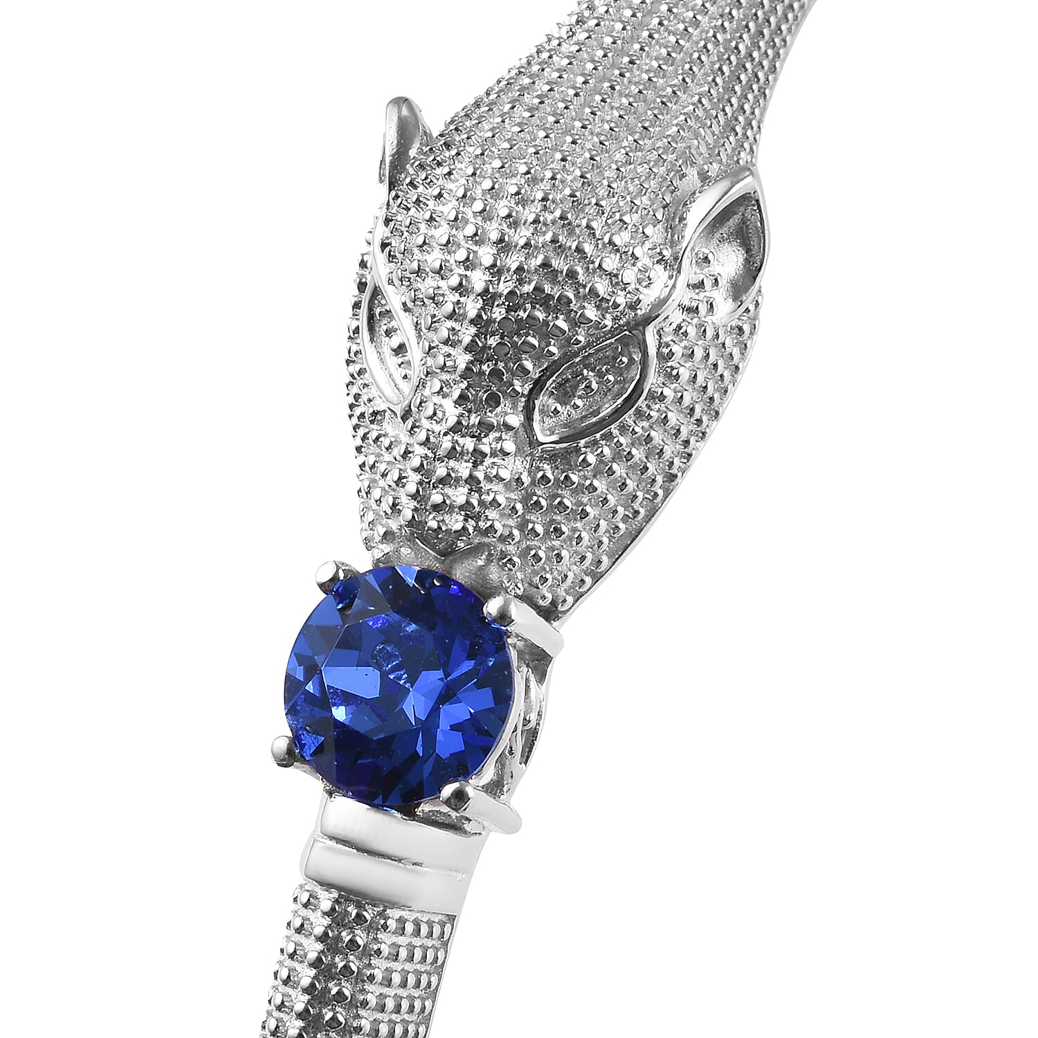 J Francis Sapphire Colour Crystal (Rnd) Bangle (Size 7.5)