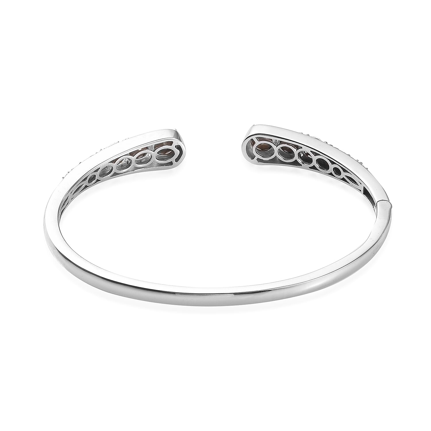 J Francis  AB Crystal Bangle (Size 7.5) in Silver Tone