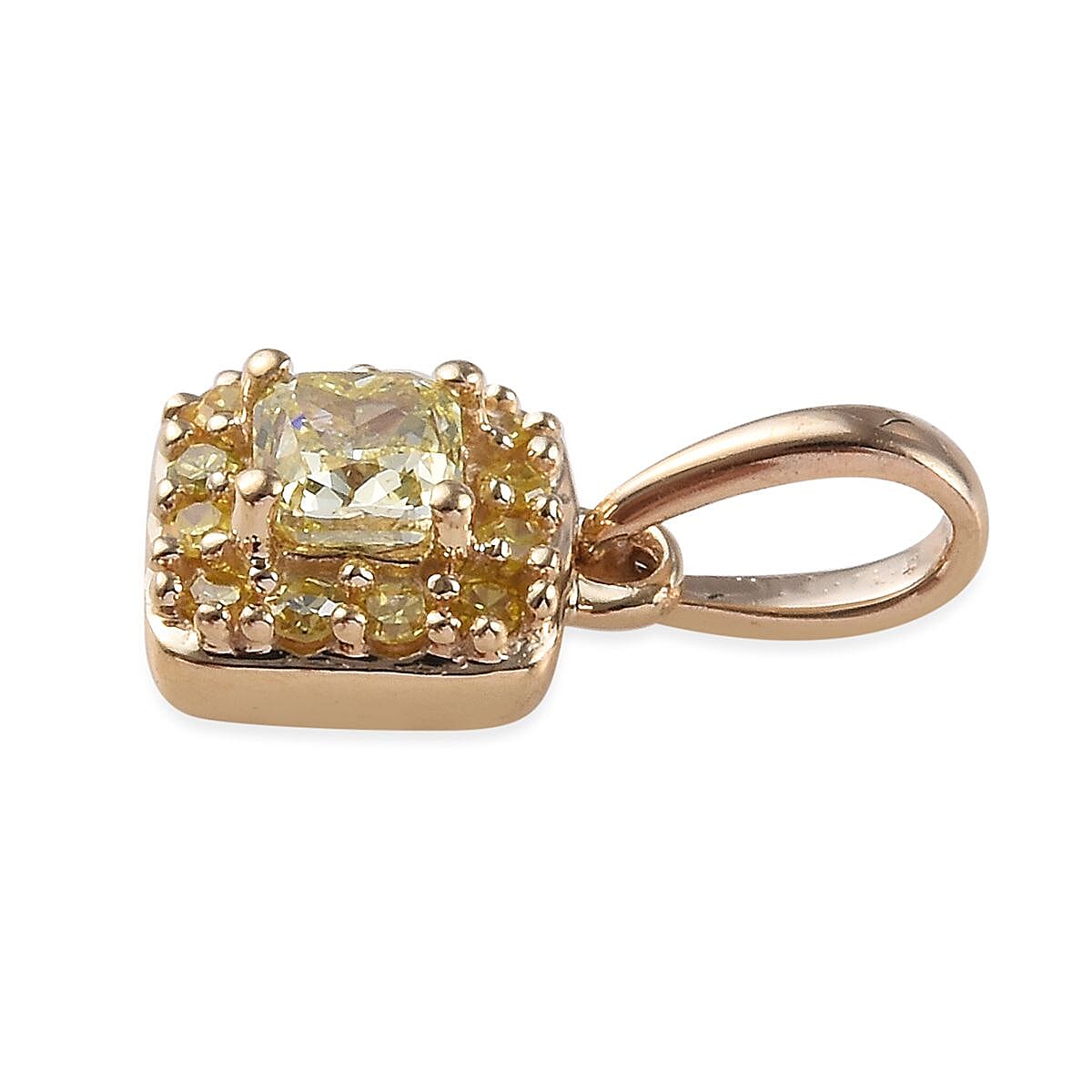 9K Yellow Gold Natural Yellow Diamond (Cush and Rnd) Pendant 0.33 Ct.