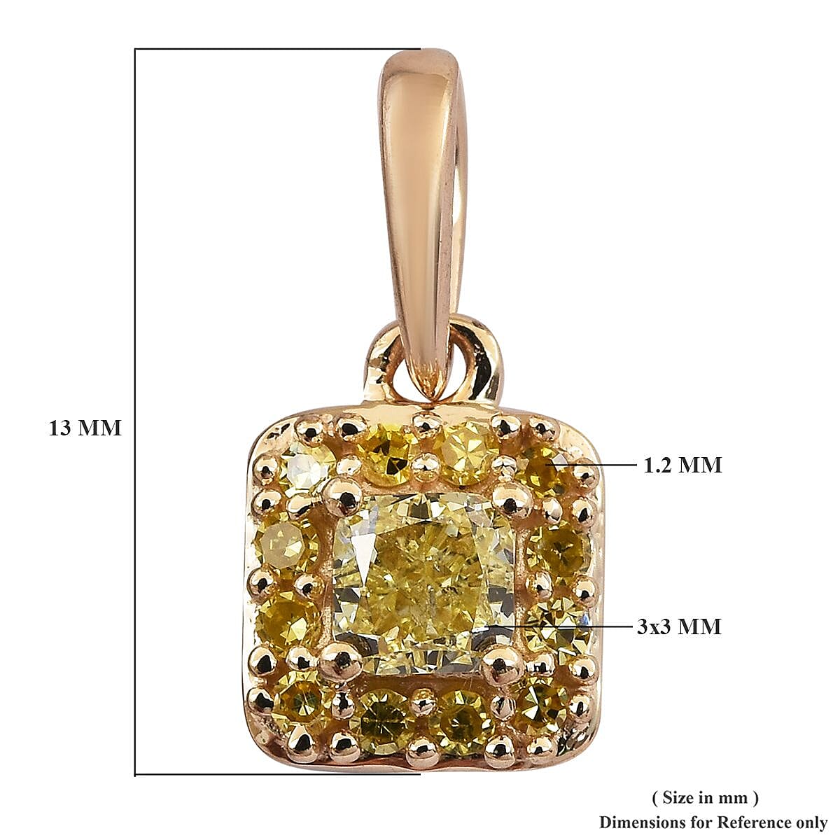 9K Yellow Gold Natural Yellow Diamond (Cush and Rnd) Pendant 0.33 Ct.