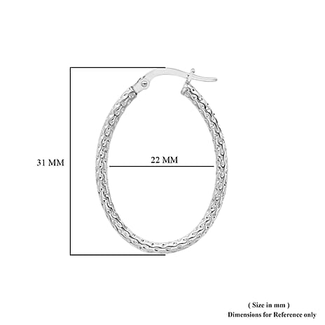 18K White Gold Diamond Cut Hoop Earrings (with Clasp)