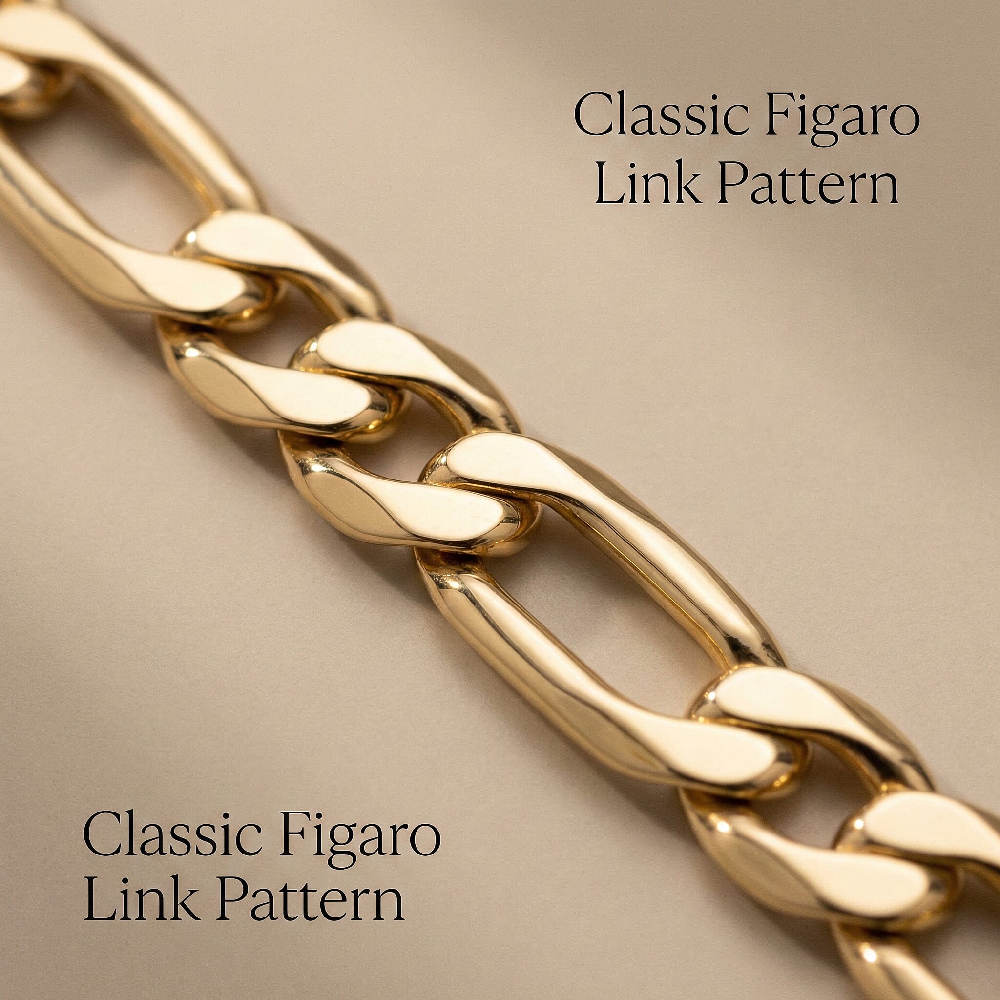 9K Yellow Gold Hollow Figaro Bracelet (Size 7.5) with Spring Ring Clasp