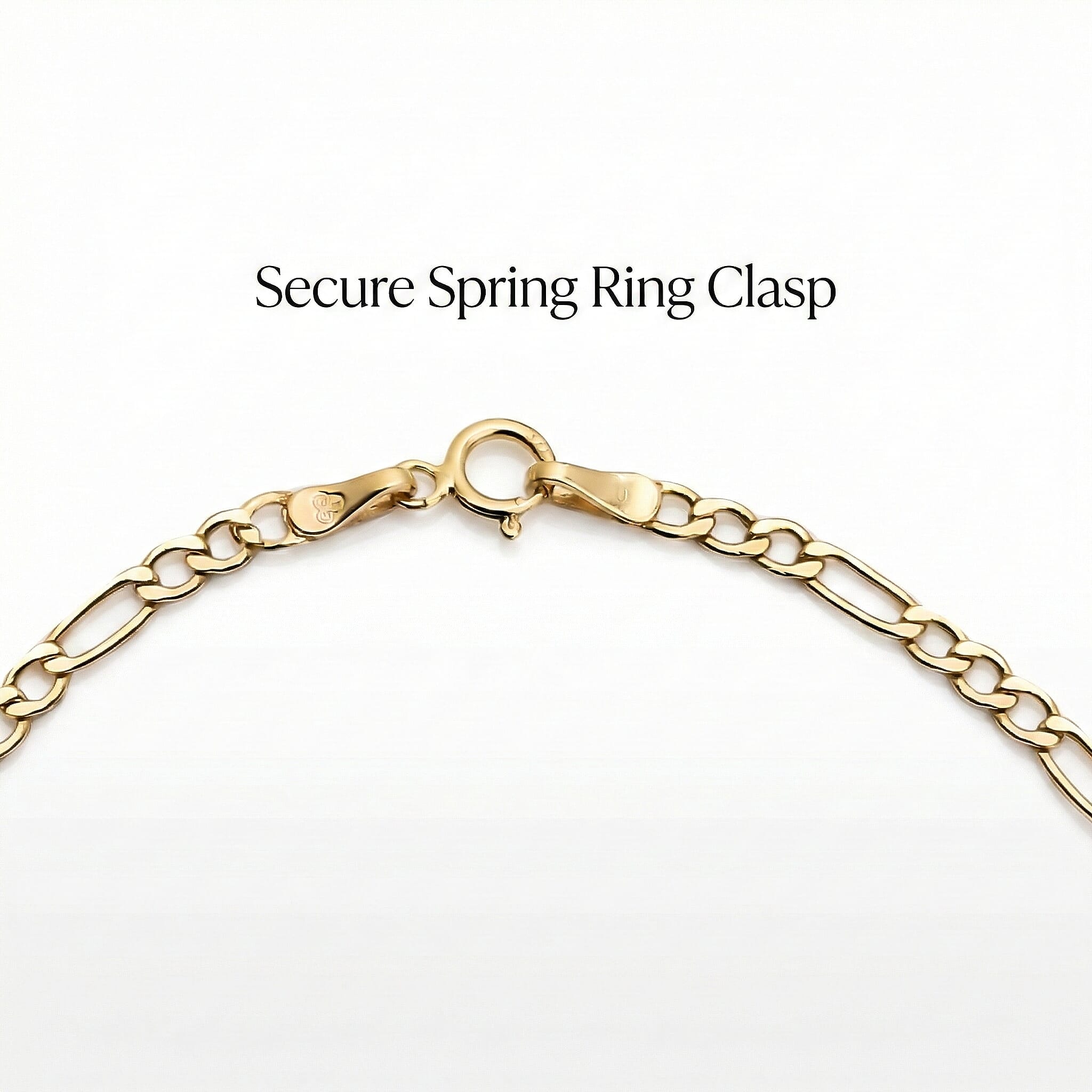 9K Yellow Gold Hollow Figaro Bracelet (Size 7.5) with Spring Ring Clasp