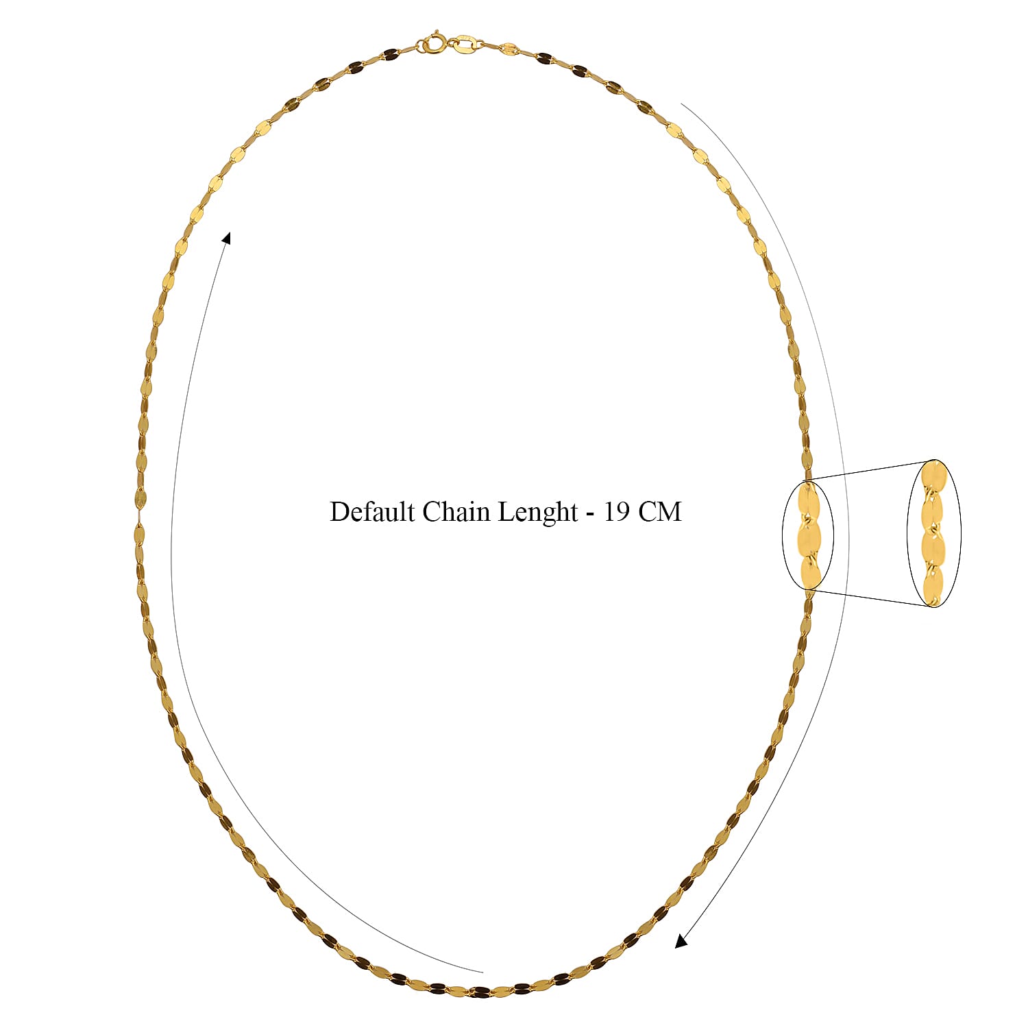 9K Yellow Gold Sparkle Forzatina Chain (Size 20) with Spring Ring Clasp