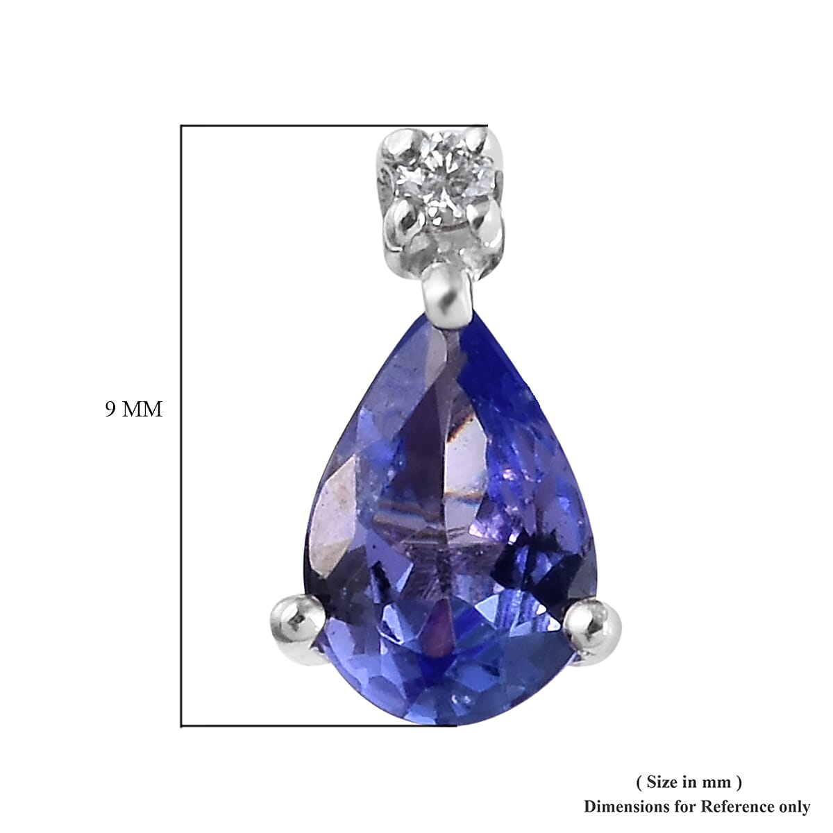 9K White Gold AA Tanzanite (Pear 6x4mm), Diamond Earrings (with Push Back) 0.77 Ct.